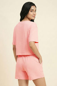 Zivame Mickey & Friends Knit Cotton Loungewear Short Set - Gossamer Pink — thumbnail 2